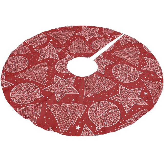 Red and White Christmas Pattern Tree Skirt (Angled)