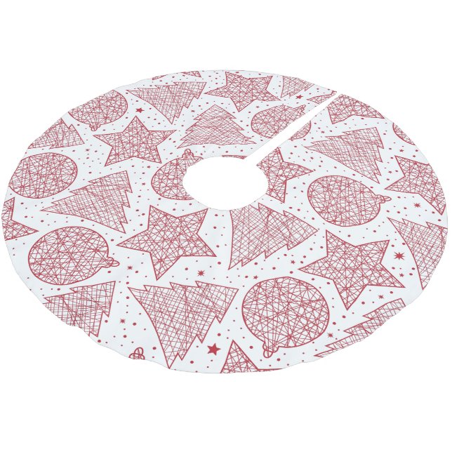 Red and White Christmas Pattern Tree Skirt (Angled)