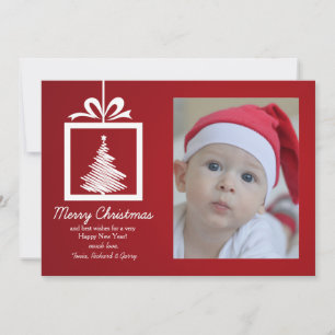 Red and White Christmas Photo Card