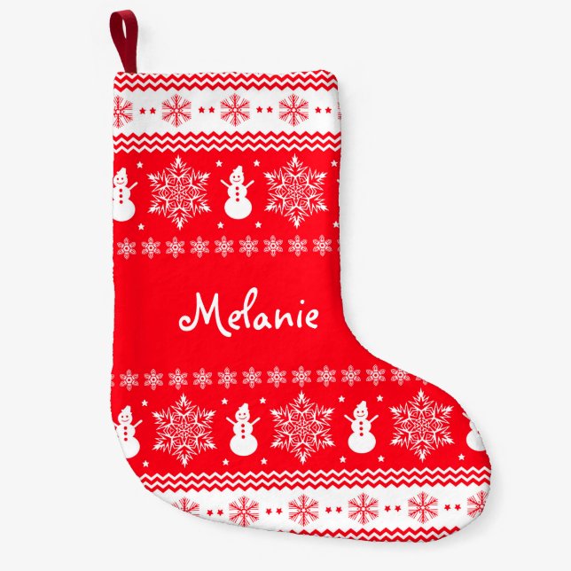 Red and White Christmas Small Christmas Stocking (Front)