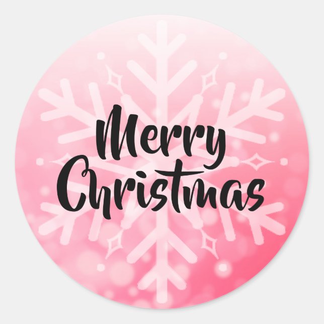 Red and White Christmas Snowflake Classic Round Sticker (Front)