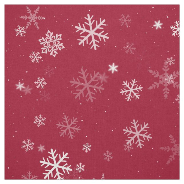 Red and White Christmas Snowflake Pattern Fabric (Swatch)