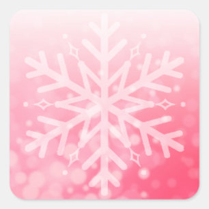 Red and White Christmas Snowflake Square Sticker