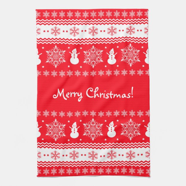 Red and White Christmas Tea Towel (Vertical)