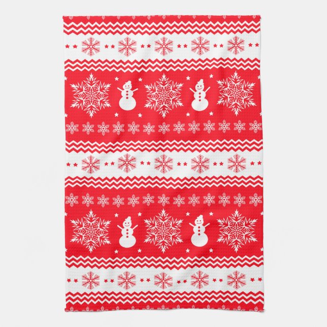 Red and White Christmas Tea Towel (Vertical)