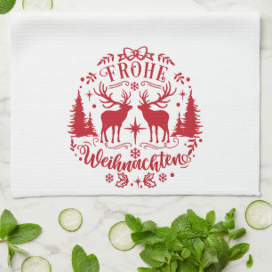 Red and White Christmas Tea Towel