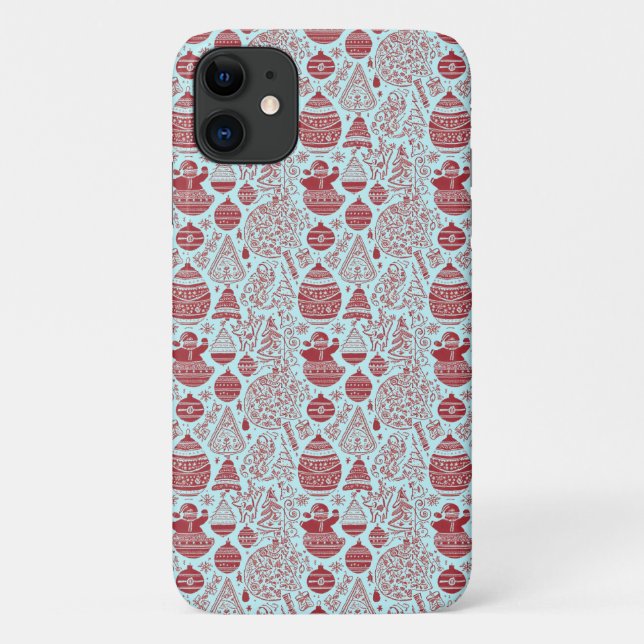 Red and white Christmas themed phone case (Back)