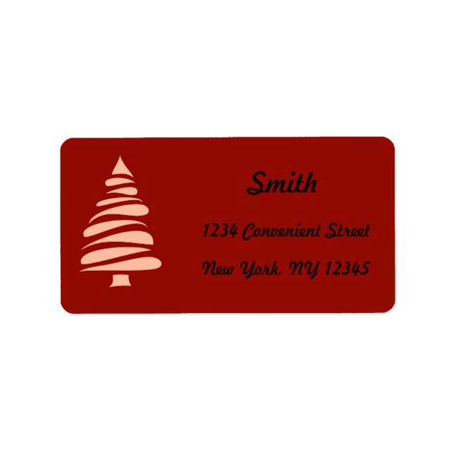 Red and White Christmas Tree Return Address Label (Front)