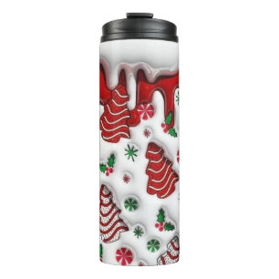 Red and White Christmas Trees  Thermal Tumbler