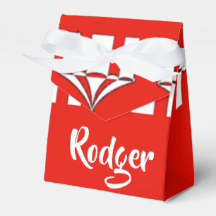 Red and white circus tents favour box