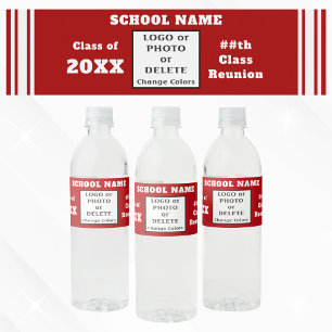Red and White, Class Reunion Water Bottle Label