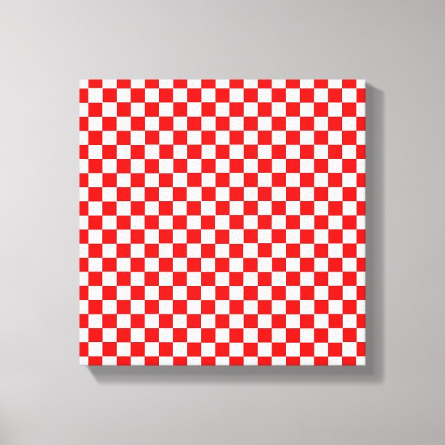 Red and White Classic Chequerboard by STaylor Canvas Print (Front)