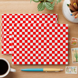 Red And White Classic Chequerboard by STaylor Envelope