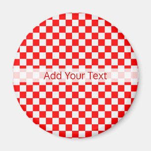 Red and White Classic Chequerboard by STaylor Magnet
