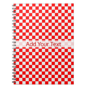 Red And White Classic Chequerboard by STaylor Notebook