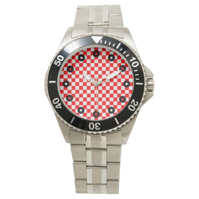 Red and White Classic Chequerboard by STaylor Watch (Front)