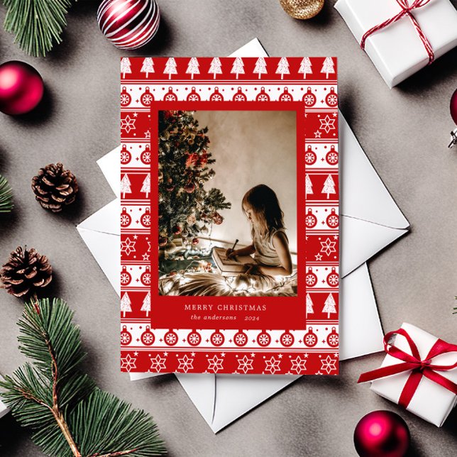 Red and White Classical Photo Holiday Card (Creator Uploaded)