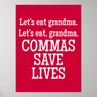 Red and White Commas Save Lives Funny