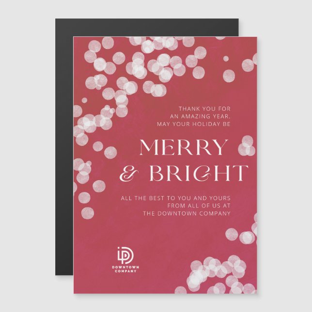 Red and White Confetti Corporate Holiday Card (Front/Back)