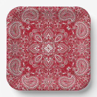 Red and White Cowboy Paper Plate