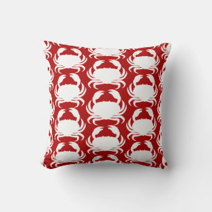 Red and White Crab Pattern Nautical Boat Pool Cushion