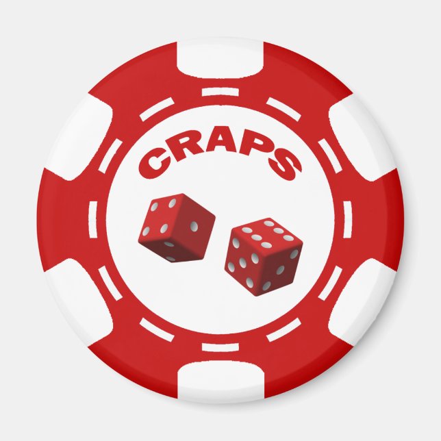 RED AND WHITE CRAPS CHIP MAGNET (Front)