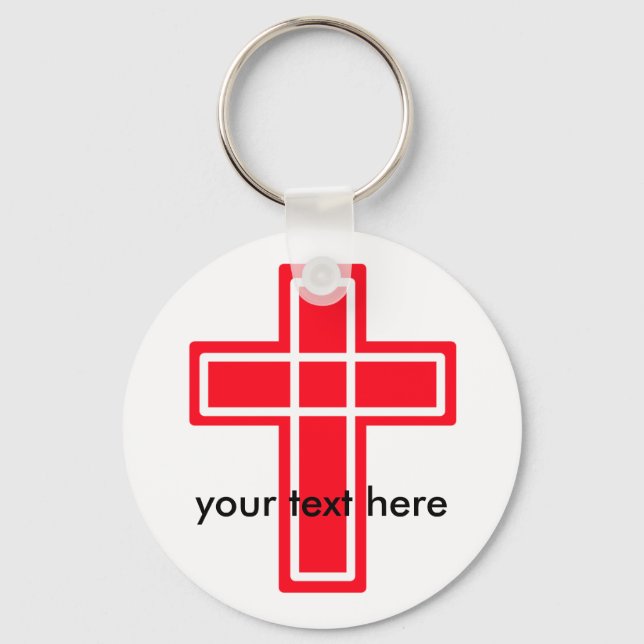 Red and white cross keychain (Front)