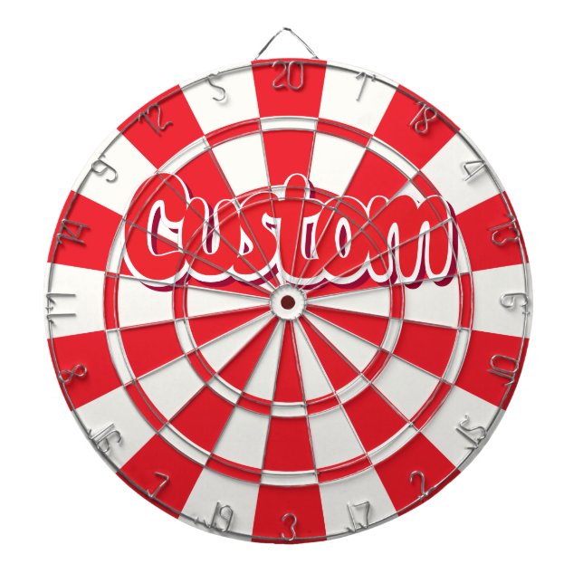 Red And White Customisable Text Dartboard (Front)