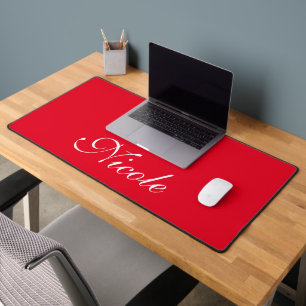 Red and White Customised Name Desk Mat