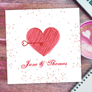Red and White Cute Love Heart Valentines Day Cards