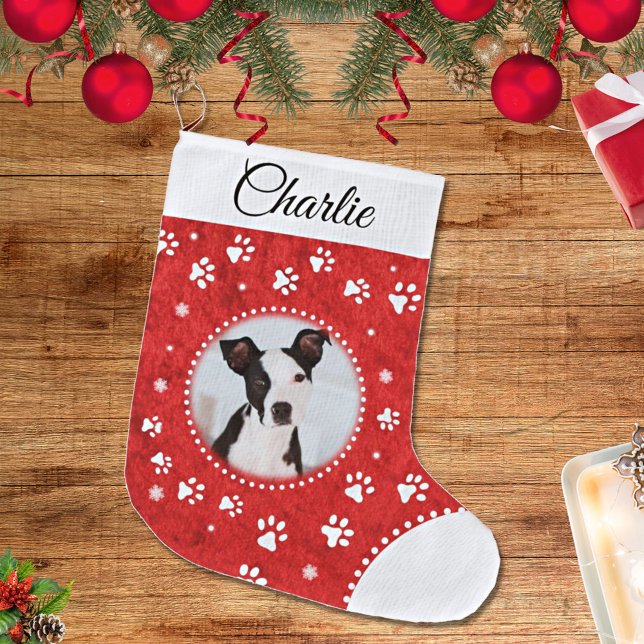 Red and White Cute Pet Photo Stocking (Creator Uploaded)