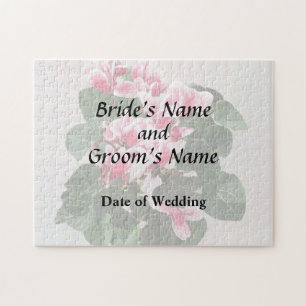 Red and White Cyclamen Save the Date Jigsaw Puzzle
