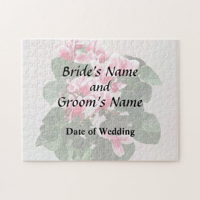 Red and White Cyclamen Save the Date Jigsaw Puzzle (Horizontal)