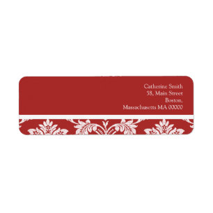 Red and White Damask Address Labels