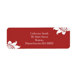 Red and White Damask Address Labels
