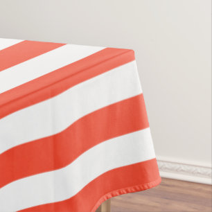 Red and White Deckchair Stripes Tablecloth