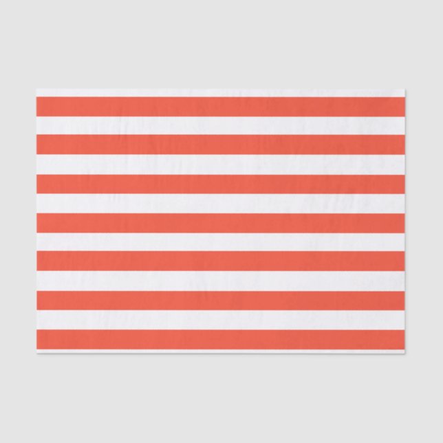 Red and White Deckchair Stripes  Tissue Paper (Front)