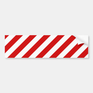 Red and White Diagonal Stripes Pattern Bumper Sticker
