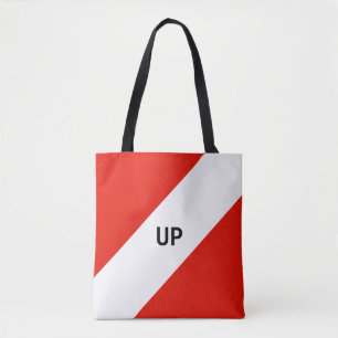 Red and White Diagonal Stripes Tote Bag