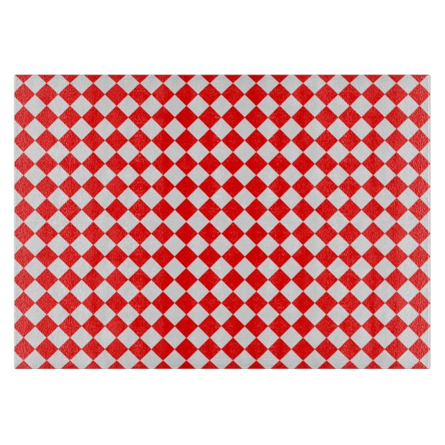 Red And White Diamond Pattern by Shirley Taylor Cutting Board (Front)