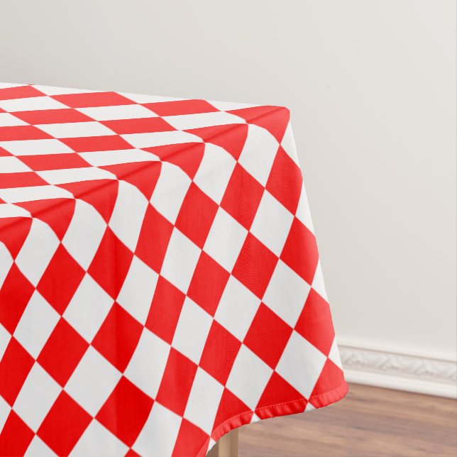 Red And White Diamond Pattern by Shirley Taylor Tablecloth (In Situ)