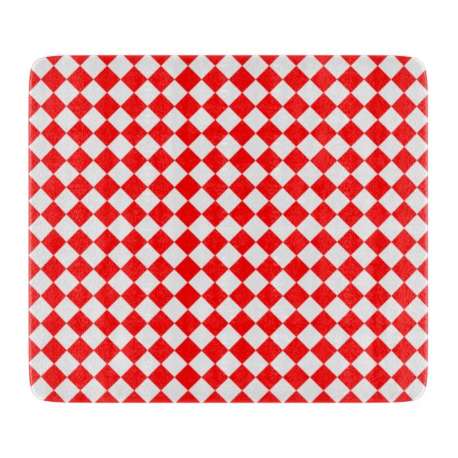 Red And White Diamond Pattern by ShirleyTaylor Cutting Board (Front)