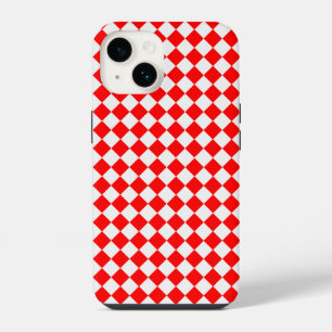 Red and White Diamond Pattern by STaylor iPhone 14 Case