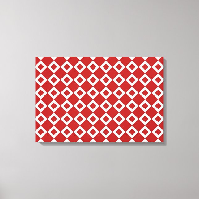 Red and White Diamond Pattern Canvas Print (Front)