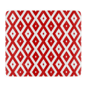 Red and white diamond pattern cutting board