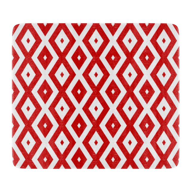 Red and white diamond pattern cutting board (Front)