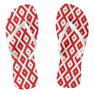 Red and white diamond pattern jandals