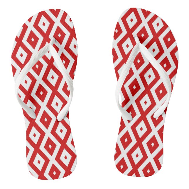 Red and white diamond pattern jandals (Footbed)