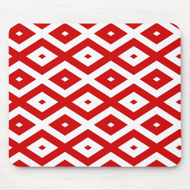 Red and white diamond pattern mouse pad (Front)