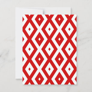 Red and white diamond pattern RSVP card